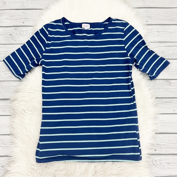 LulaRoe Blue Striped Short Sleeve Top - Picture 1 of 3